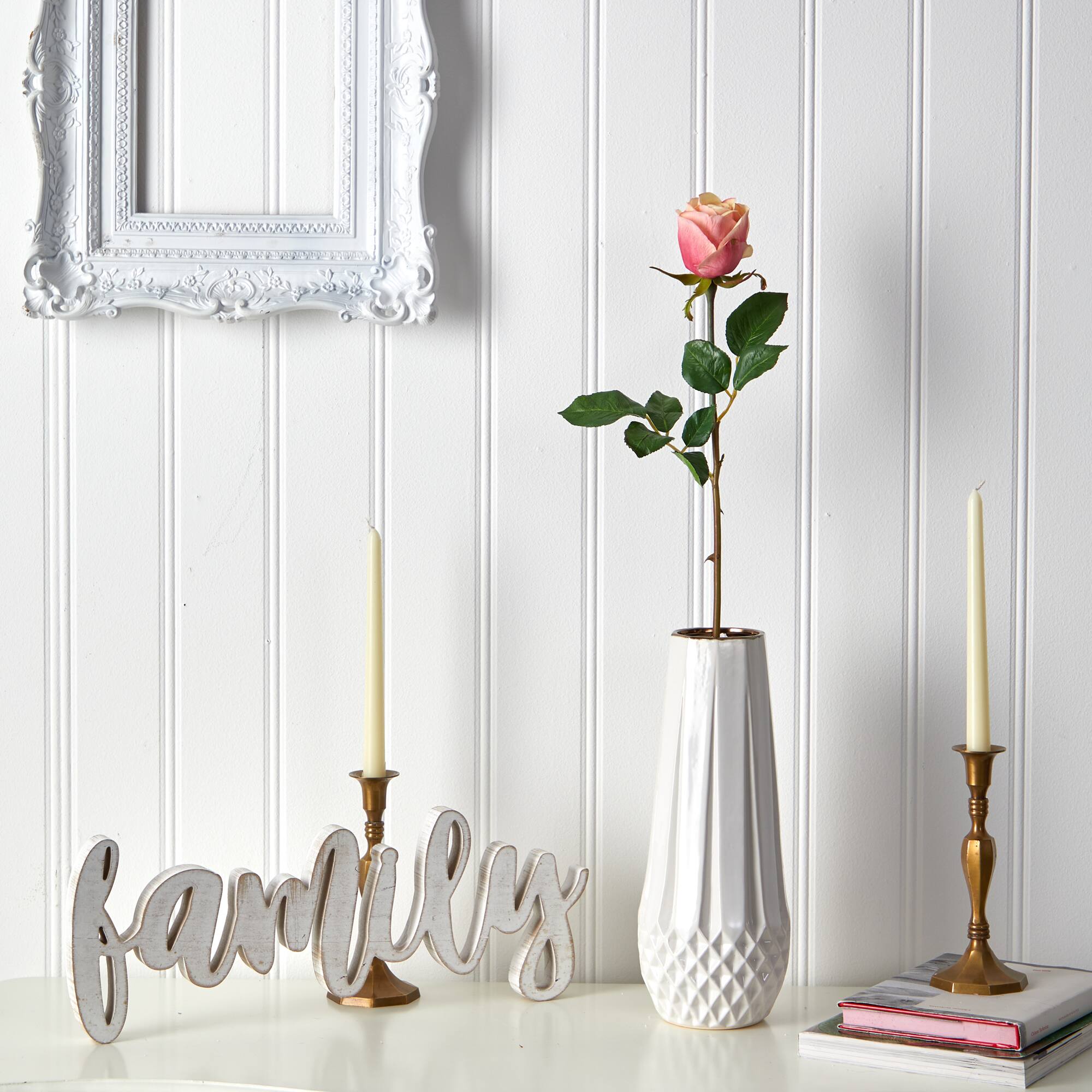 Pink & Cream Rose Bud Stem, 6ct.